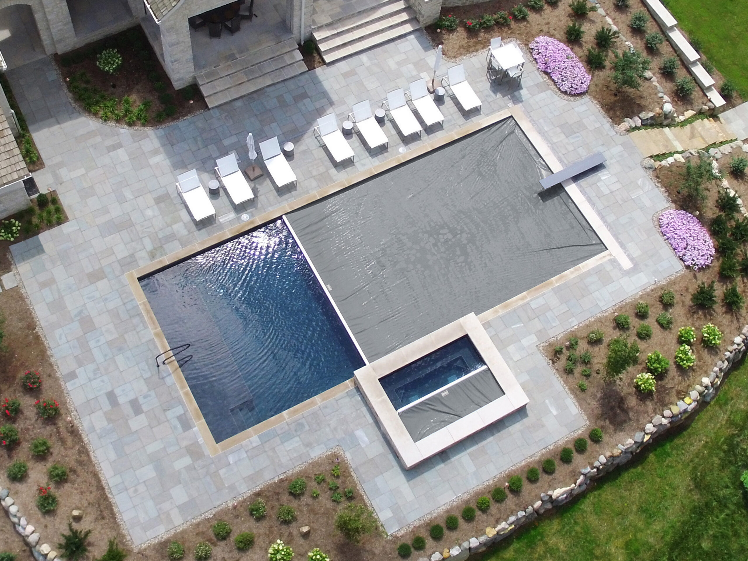 Light gray pool cover