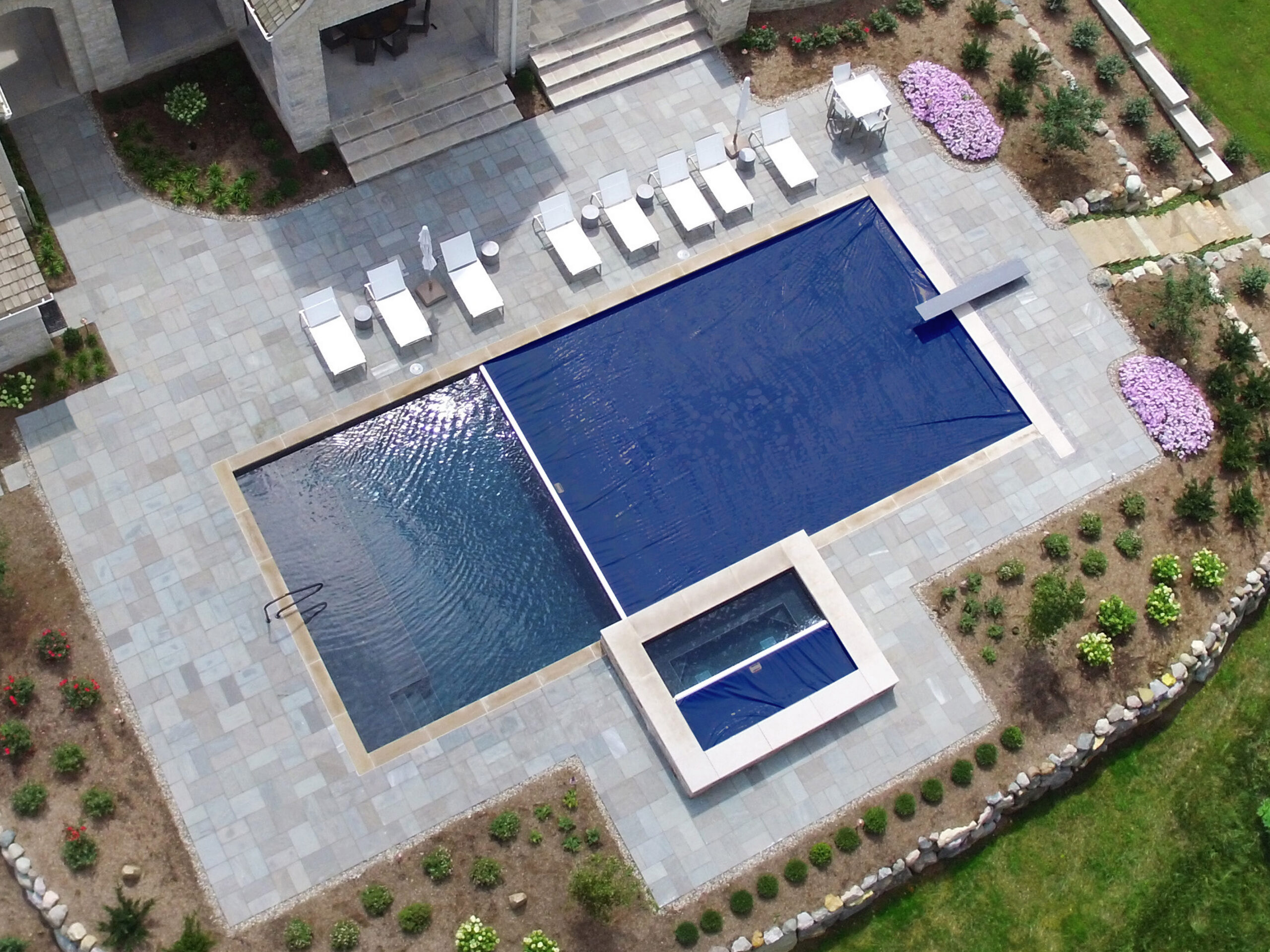 Navy blue pool cover